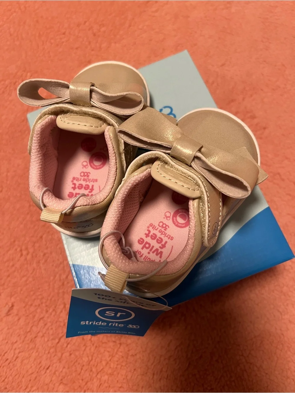 Stride Rite Toddler Mary Jane Sneakers in Gold with Pink Lining